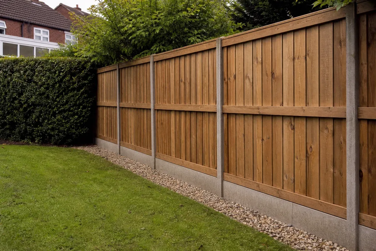 Feather edge timber fencing in a York garden